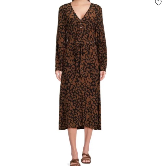 RAILS Fabian Midi Dress, Floral Print, Black & Brown,  XS - Picture 1 of 5
